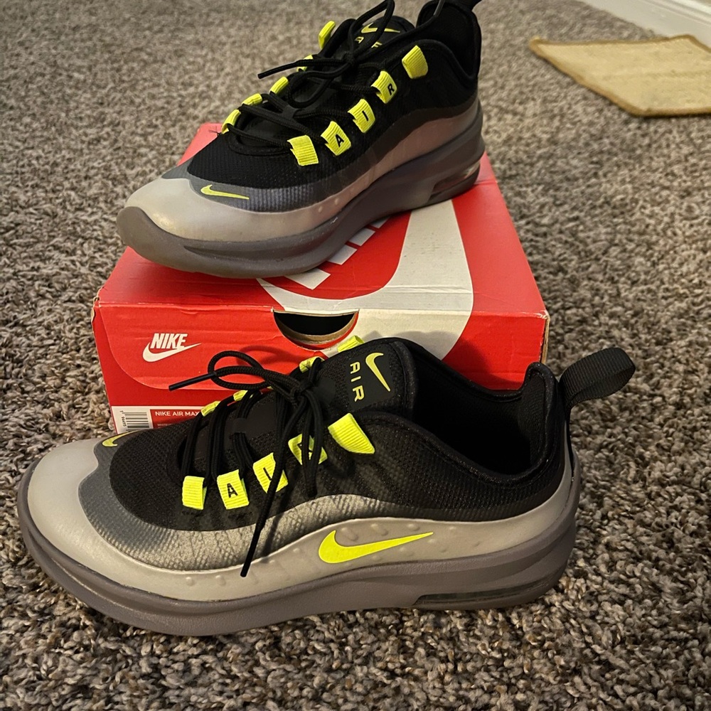 Nike Air Max 96 Axis (GS) Black and Gray Shoes with Highlighter Yellow